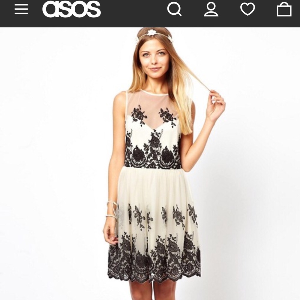 New! Filigree Lace Mesh Skater Dress